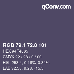Color code: RGB 79.1 72.8 101 | qconv.com