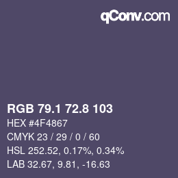 Código de color: RGB 79.1 72.8 103 | qconv.com