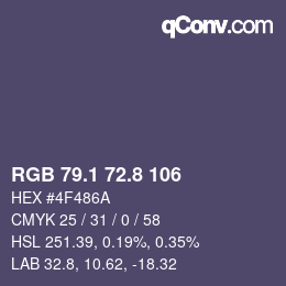 Código de color: RGB 79.1 72.8 106 | qconv.com