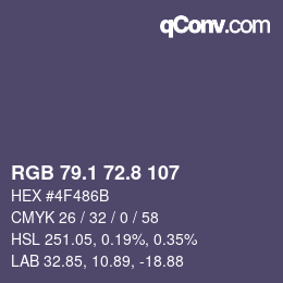 カラーコード: RGB 79.1 72.8 107 | qconv.com