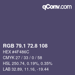 Color code: RGB 79.1 72.8 108 | qconv.com