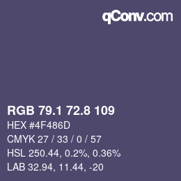 カラーコード: RGB 79.1 72.8 109 | qconv.com