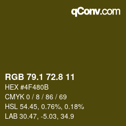 カラーコード: RGB 79.1 72.8 11 | qconv.com