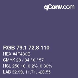カラーコード: RGB 79.1 72.8 110 | qconv.com