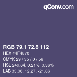 Color code: RGB 79.1 72.8 112 | qconv.com