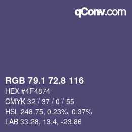 Color code: RGB 79.1 72.8 116 | qconv.com