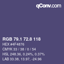 Farbcode: RGB 79.1 72.8 118 | qconv.com