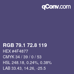 カラーコード: RGB 79.1 72.8 119 | qconv.com