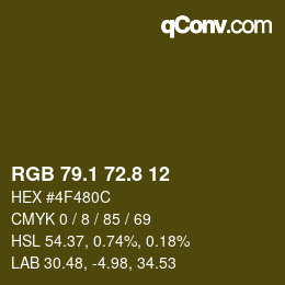 カラーコード: RGB 79.1 72.8 12 | qconv.com