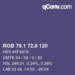 Farbcode: RGB 79.1 72.8 120 | qconv.com