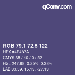 Farbcode: RGB 79.1 72.8 122 | qconv.com