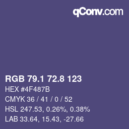 カラーコード: RGB 79.1 72.8 123 | qconv.com
