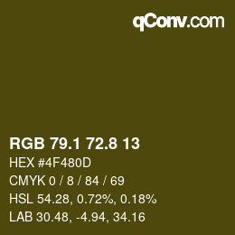 カラーコード: RGB 79.1 72.8 13 | qconv.com
