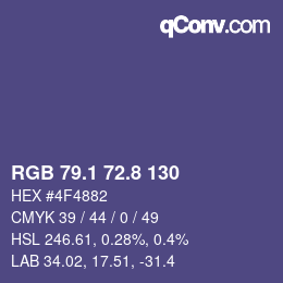カラーコード: RGB 79.1 72.8 130 | qconv.com