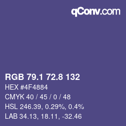 カラーコード: RGB 79.1 72.8 132 | qconv.com