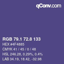 カラーコード: RGB 79.1 72.8 133 | qconv.com