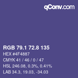 カラーコード: RGB 79.1 72.8 135 | qconv.com