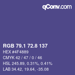 カラーコード: RGB 79.1 72.8 137 | qconv.com