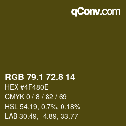 Color code: RGB 79.1 72.8 14 | qconv.com