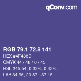 カラーコード: RGB 79.1 72.8 141 | qconv.com