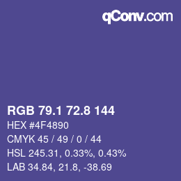 カラーコード: RGB 79.1 72.8 144 | qconv.com