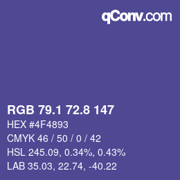 カラーコード: RGB 79.1 72.8 147 | qconv.com