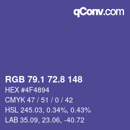 カラーコード: RGB 79.1 72.8 148 | qconv.com