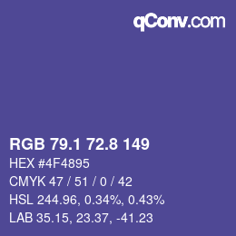 カラーコード: RGB 79.1 72.8 149 | qconv.com