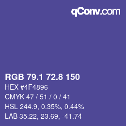 カラーコード: RGB 79.1 72.8 150 | qconv.com