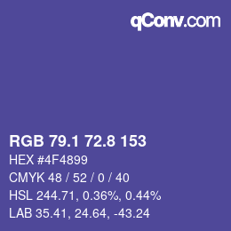 カラーコード: RGB 79.1 72.8 153 | qconv.com