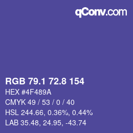 カラーコード: RGB 79.1 72.8 154 | qconv.com
