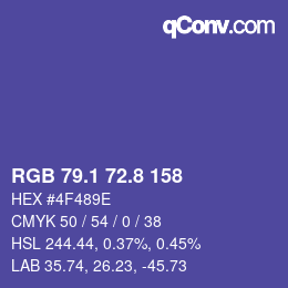 カラーコード: RGB 79.1 72.8 158 | qconv.com