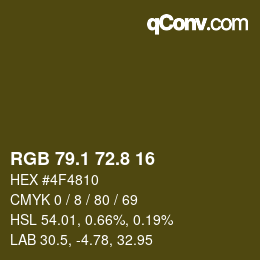 Color code: RGB 79.1 72.8 16 | qconv.com