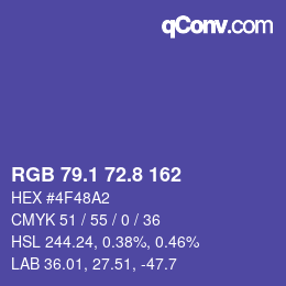 カラーコード: RGB 79.1 72.8 162 | qconv.com