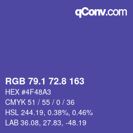 カラーコード: RGB 79.1 72.8 163 | qconv.com
