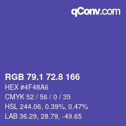 カラーコード: RGB 79.1 72.8 166 | qconv.com
