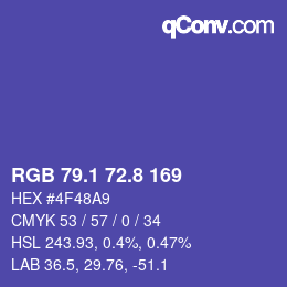 カラーコード: RGB 79.1 72.8 169 | qconv.com