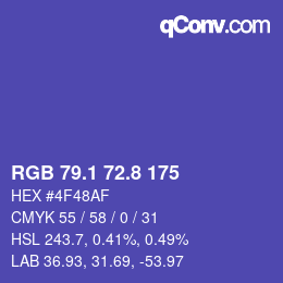 カラーコード: RGB 79.1 72.8 175 | qconv.com