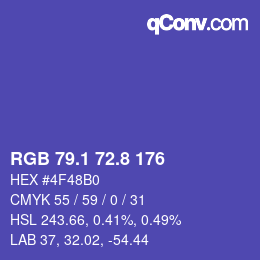 カラーコード: RGB 79.1 72.8 176 | qconv.com