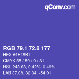 カラーコード: RGB 79.1 72.8 177 | qconv.com