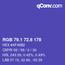 カラーコード: RGB 79.1 72.8 178 | qconv.com