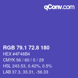 カラーコード: RGB 79.1 72.8 180 | qconv.com