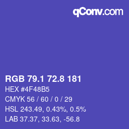 カラーコード: RGB 79.1 72.8 181 | qconv.com