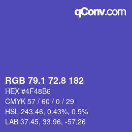 カラーコード: RGB 79.1 72.8 182 | qconv.com
