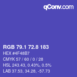 カラーコード: RGB 79.1 72.8 183 | qconv.com