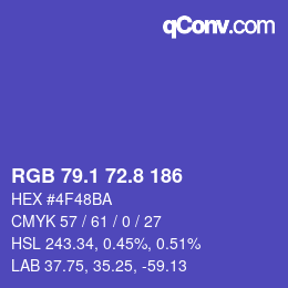 カラーコード: RGB 79.1 72.8 186 | qconv.com