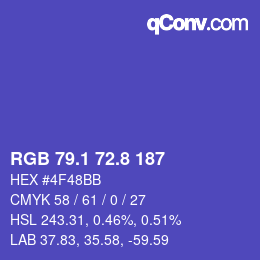 カラーコード: RGB 79.1 72.8 187 | qconv.com