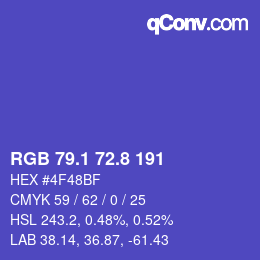 カラーコード: RGB 79.1 72.8 191 | qconv.com