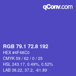 カラーコード: RGB 79.1 72.8 192 | qconv.com
