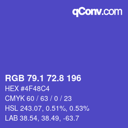 カラーコード: RGB 79.1 72.8 196 | qconv.com